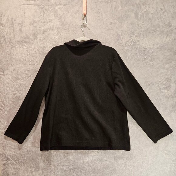 Croft & Barrow Sweater Womens XL Black tight knit Pull over 1/4 Silver snaps - Picture 2 of 12